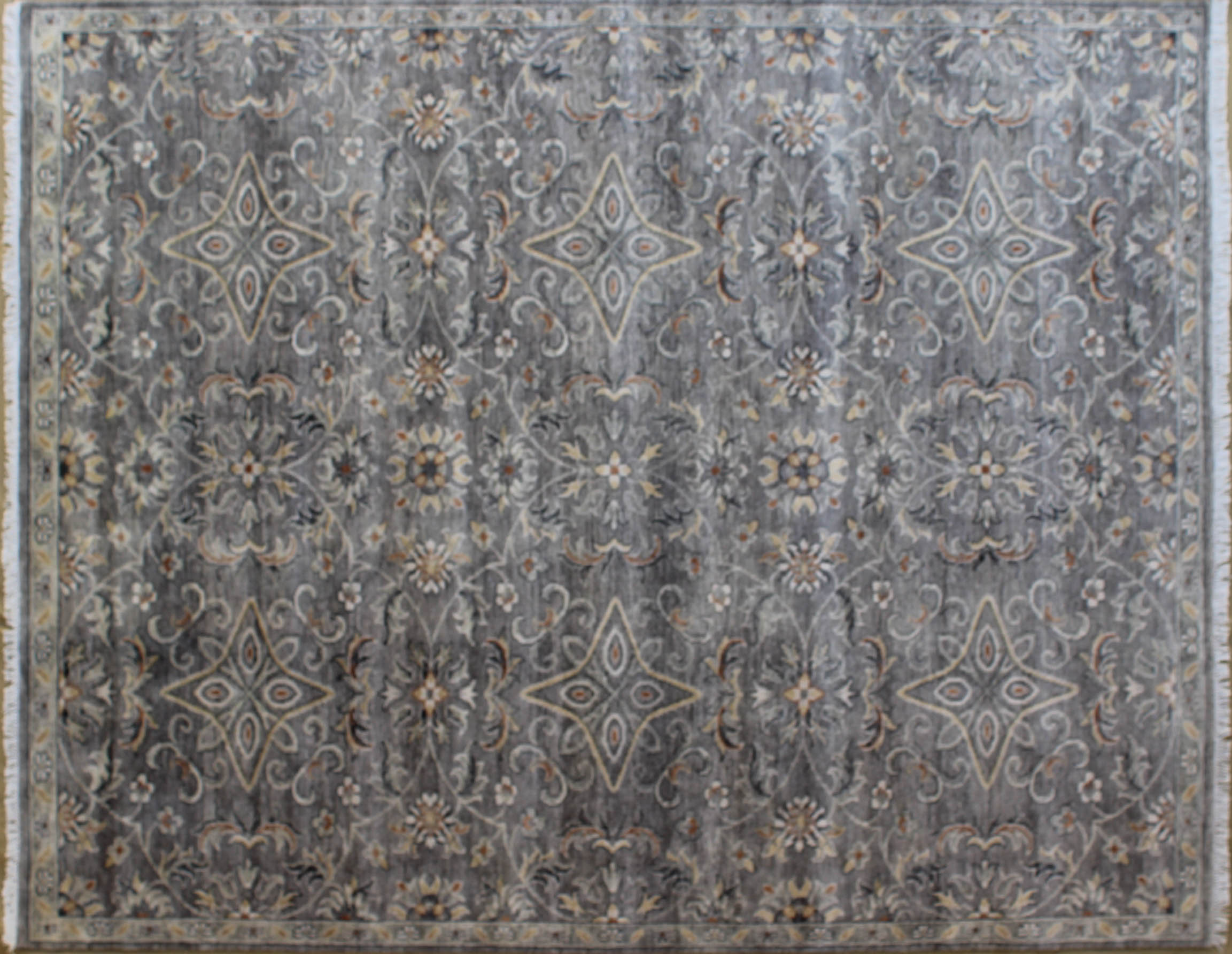 Vintage Heritage Gray Star Rug 8ft x 10ft - Handknotted Carpet Manufacturer Mirzapur